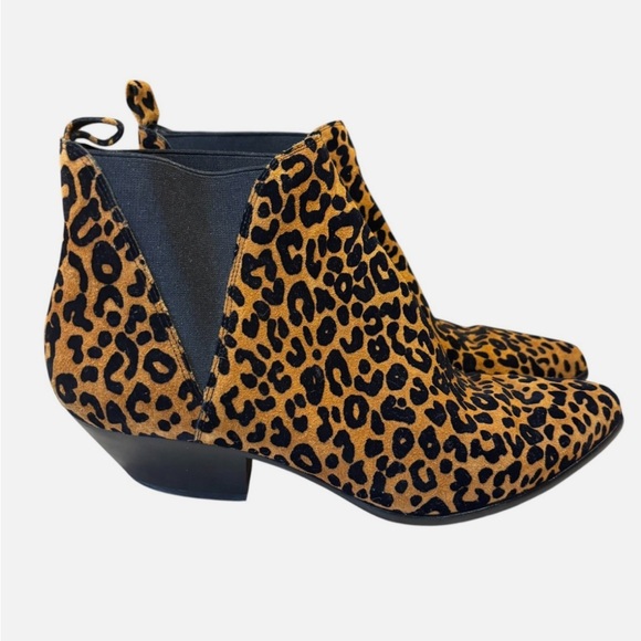 DVF NADIE Animal Print Suede Chelsea Boots US 9.5M EU 39.5 Camel/Black Leopard